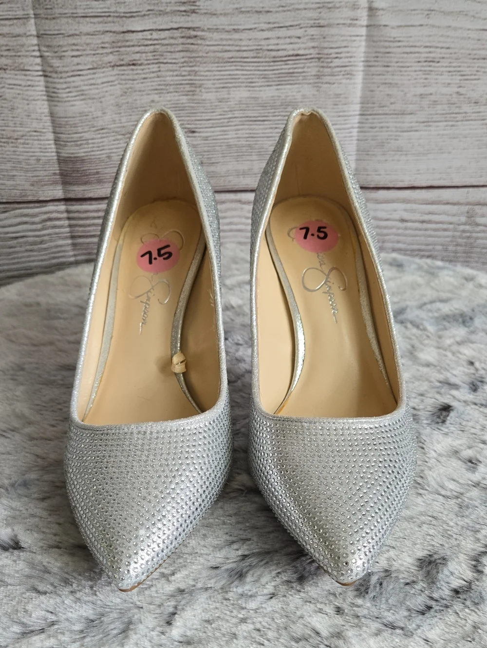 Jessica Simpson Rhinestone Heels, Womens Size 7.5